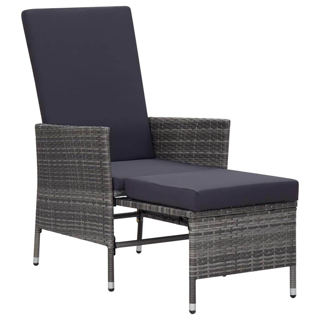 vidaXL 3-tlg. Garten-Lounge-Set mit Kissen Poly Rattan Grau