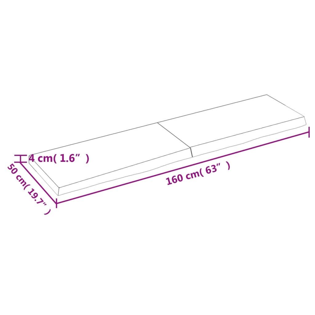 vidaXL Wandregal Hellbraun 160x50x(2-4) cm Massivholz Eiche Behandelt