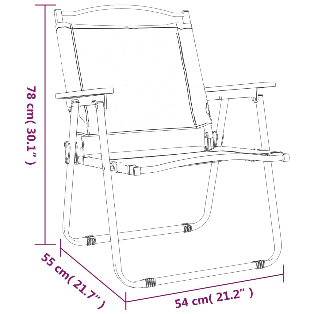 vidaXL Campingstühle 2 Stk. Beige 54x55x78 cm Oxford-Gewebe