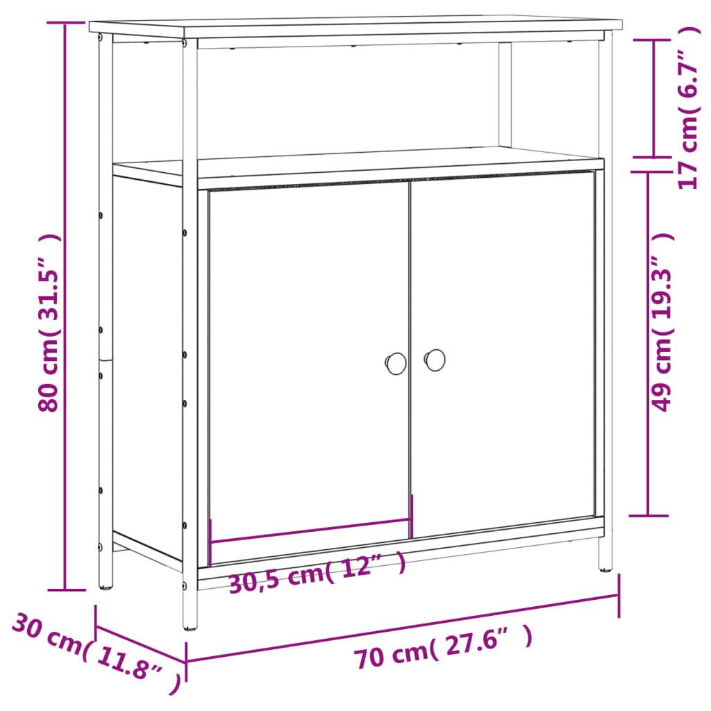 vidaXL Sideboard Räuchereiche 70x30x80 cm Holzwerkstoff