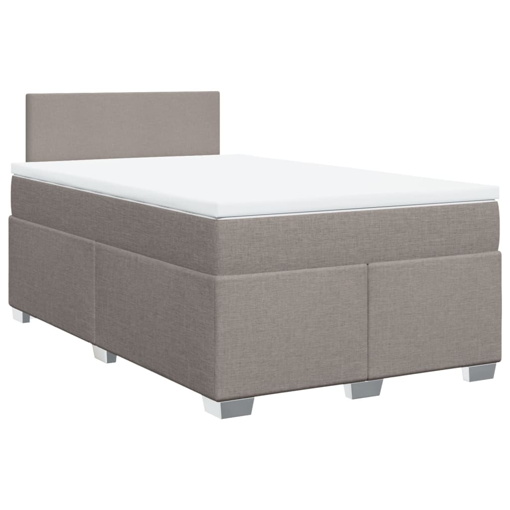 vidaXL Boxspringbett mit Matratze Taupe 120x200 cm Stoff