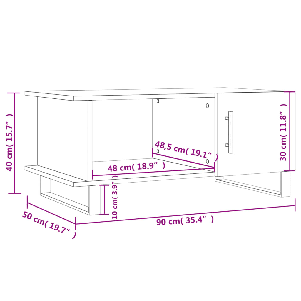 vidaXL Couchtisch Sonoma-Eiche 90x50x40 cm Holzwerkstoff