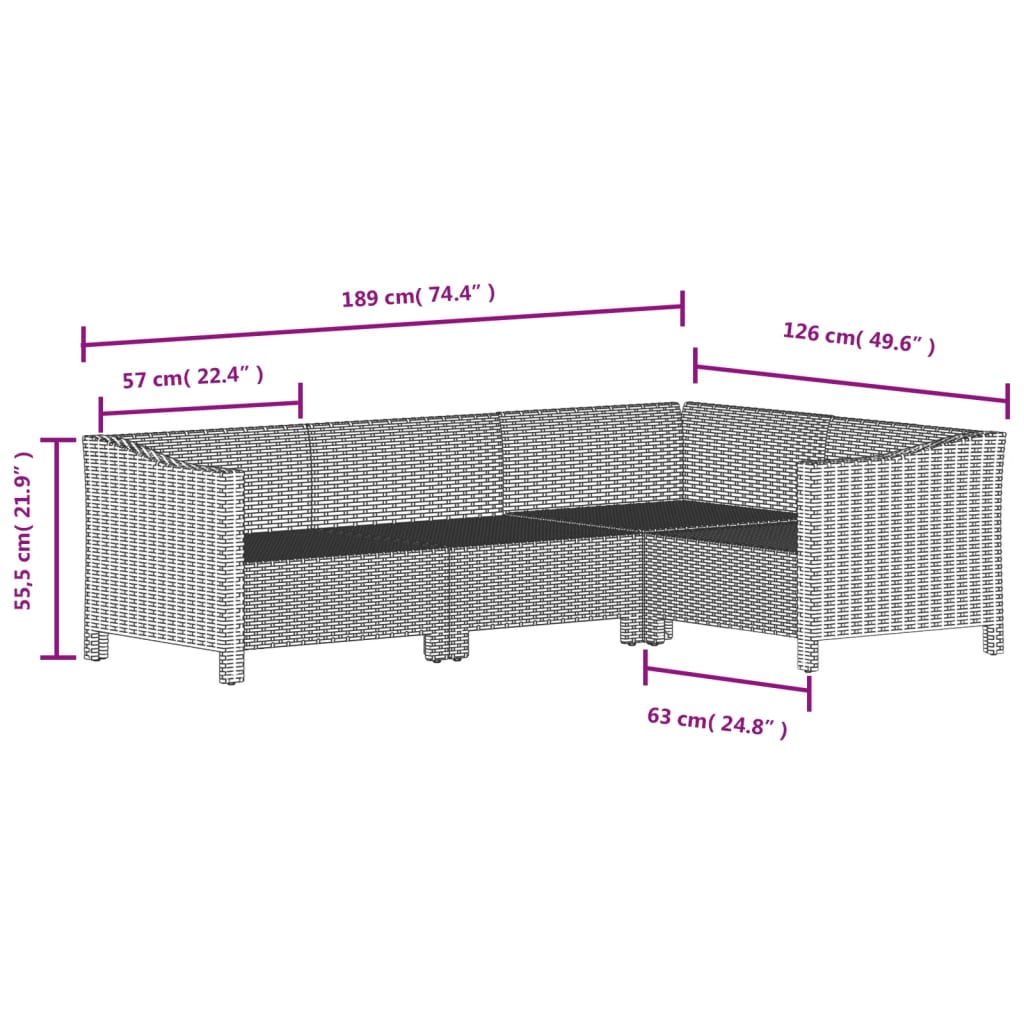 vidaXL 7-tlg. Garten-Lounge-Set mit Kissen Grau Poly Rattan