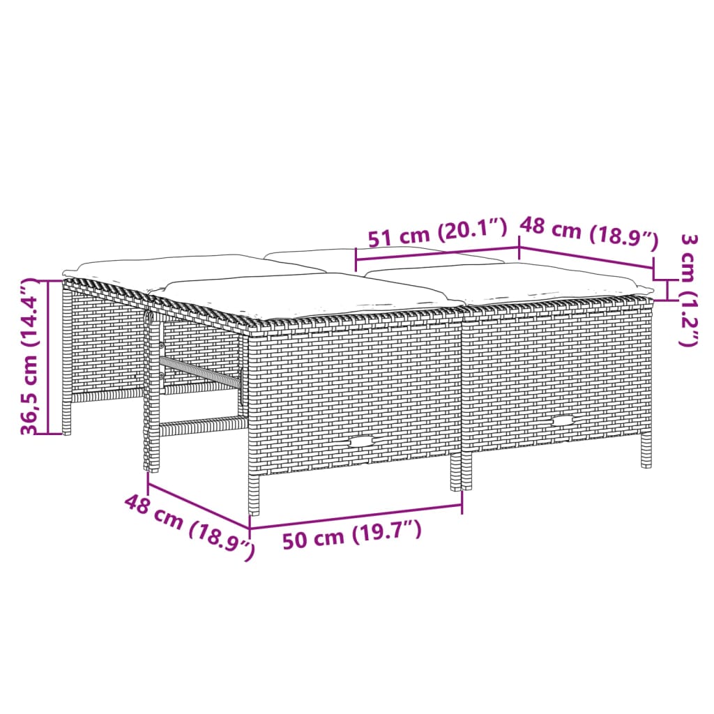 vidaXL 5-tlg. Garten-Sofagarnitur mit Kissen Beige Poly Rattan