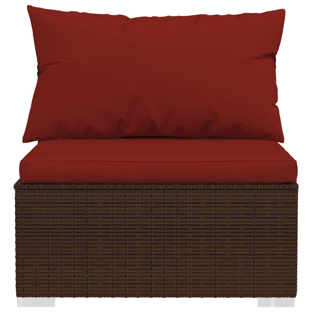 vidaXL 14-tlg. Garten-Lounge-Set mit Kissen Braun Poly Rattan