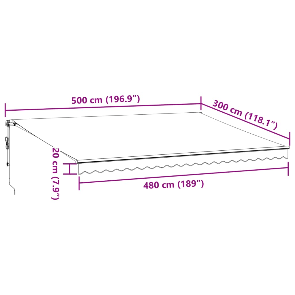 vidaXL Markise Automatisch mit LEDs Braun 500x300 cm