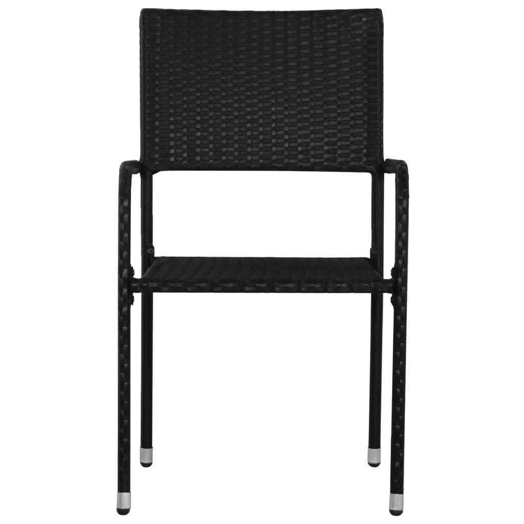 vidaXL Garten-Essstühle 2 Stk. Stapelbar Schwarz Polyrattan