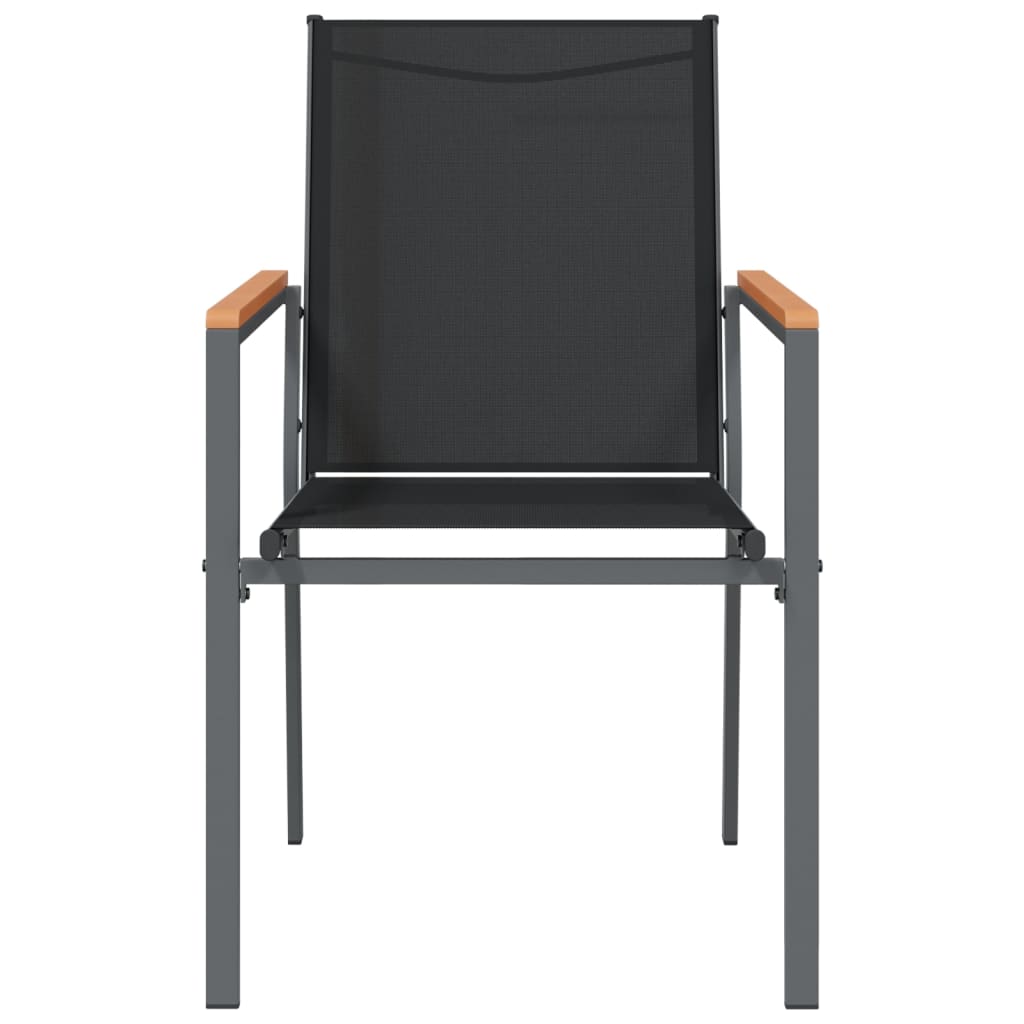 vidaXL Gartenstühle 4 Stk. Schwarz 55x61,5x90 cm Textilene und Stahl