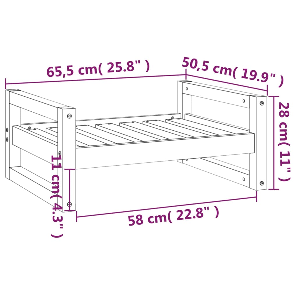 vidaXL Hundebett Grau 65,5x50,5x28 cm Massivholz Kiefer