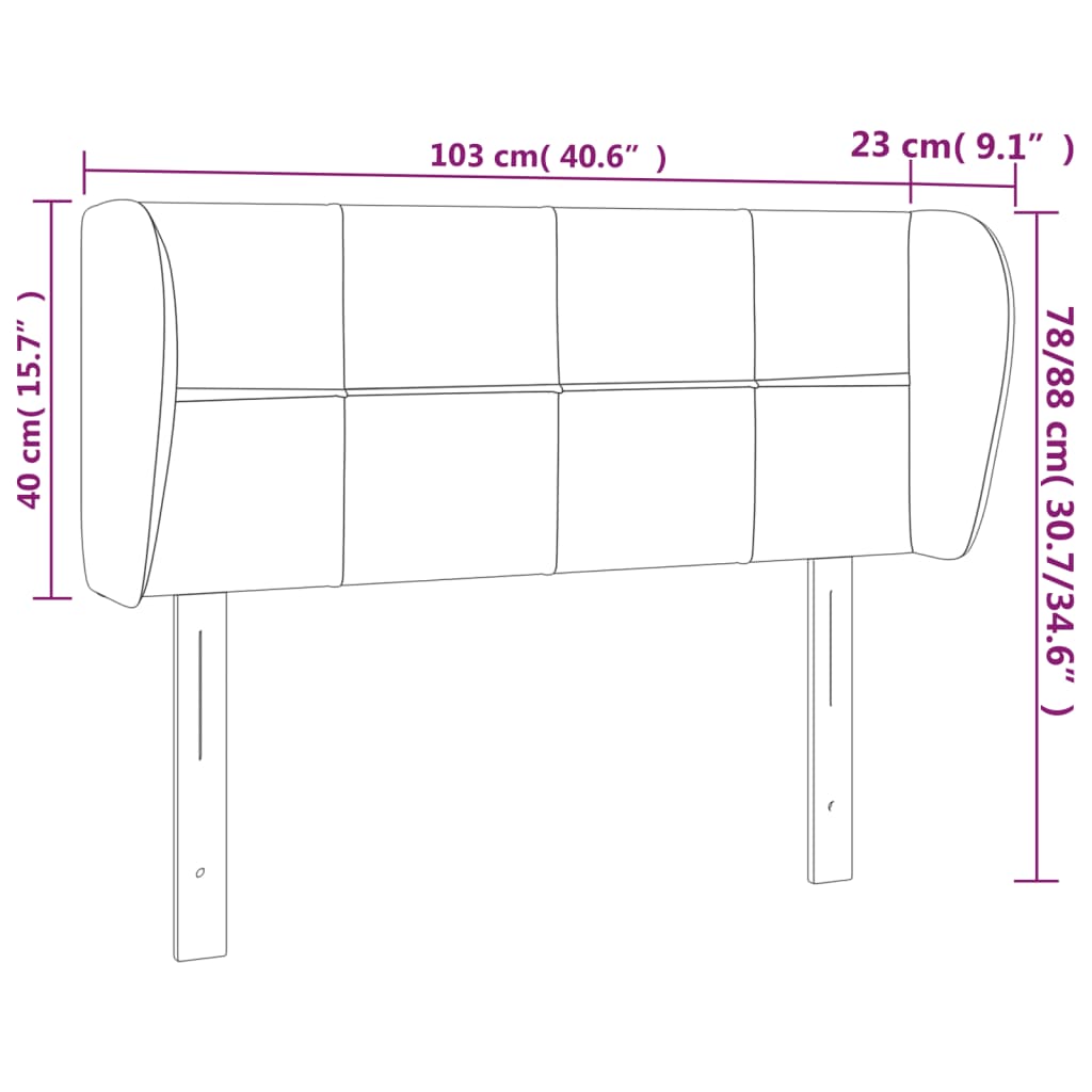 vidaXL Kopfteil mit Ohren Hellgrau 103x23x78/88 cm Samt