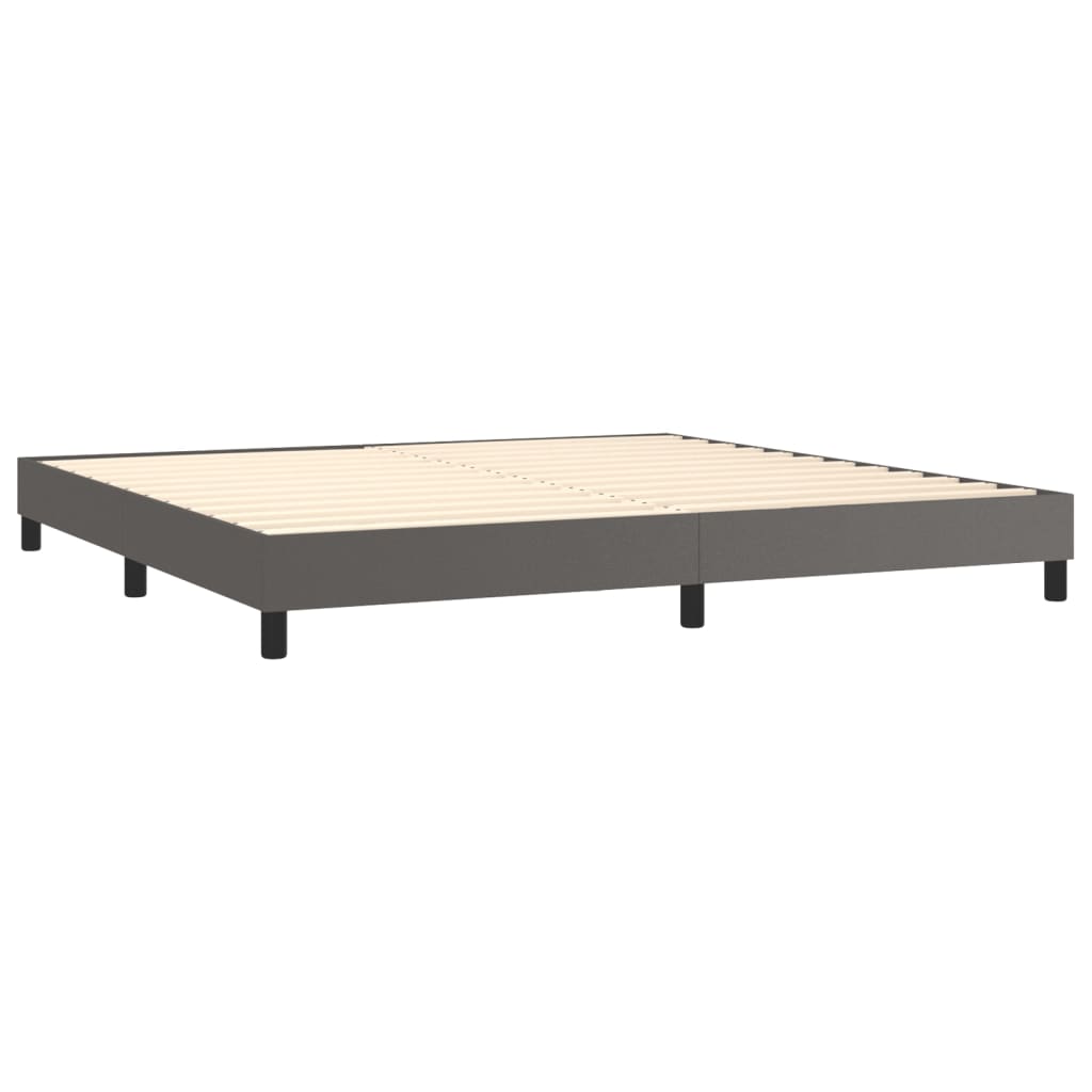 vidaXL Boxspringbett mit Matratze & LED Grau 200x200 cm Kunstleder