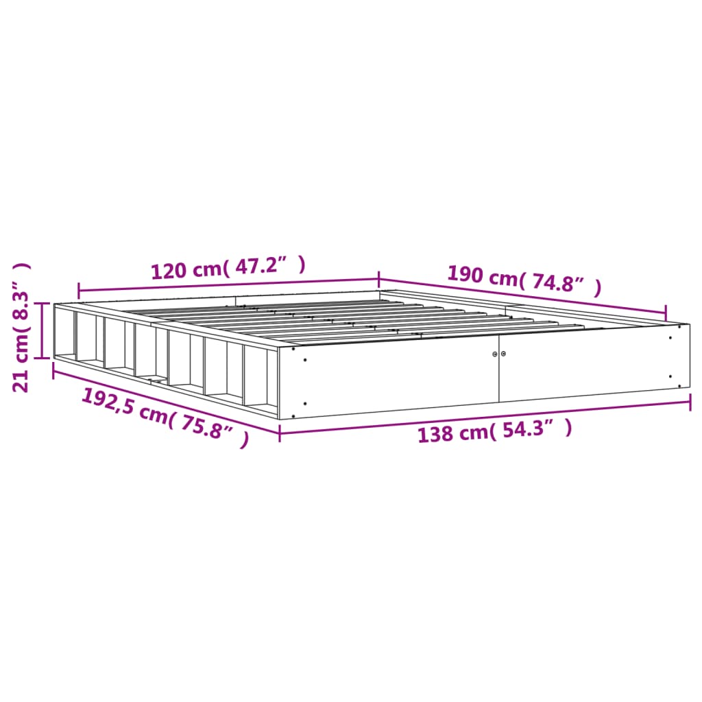 vidaXL Massivholzbett ohne Matratze Wachsbraun 120x190 cm Kiefernholz