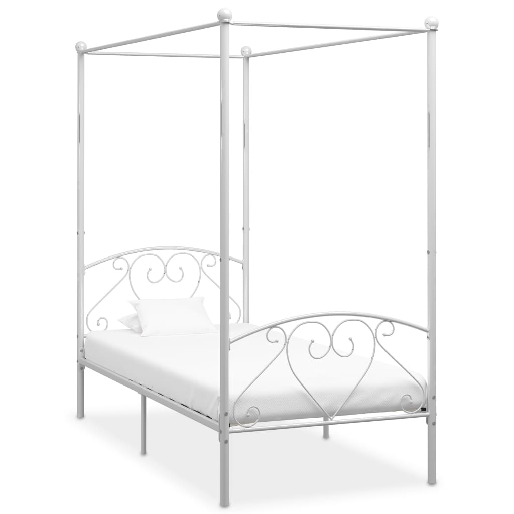 vidaXL Himmelbett-Gestell Weiß Metall 90 x 200 cm