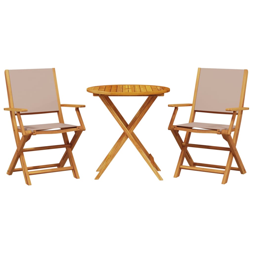 vidaXL 3-tlg. Bistro-Set Taupe Stoff und Massivholz