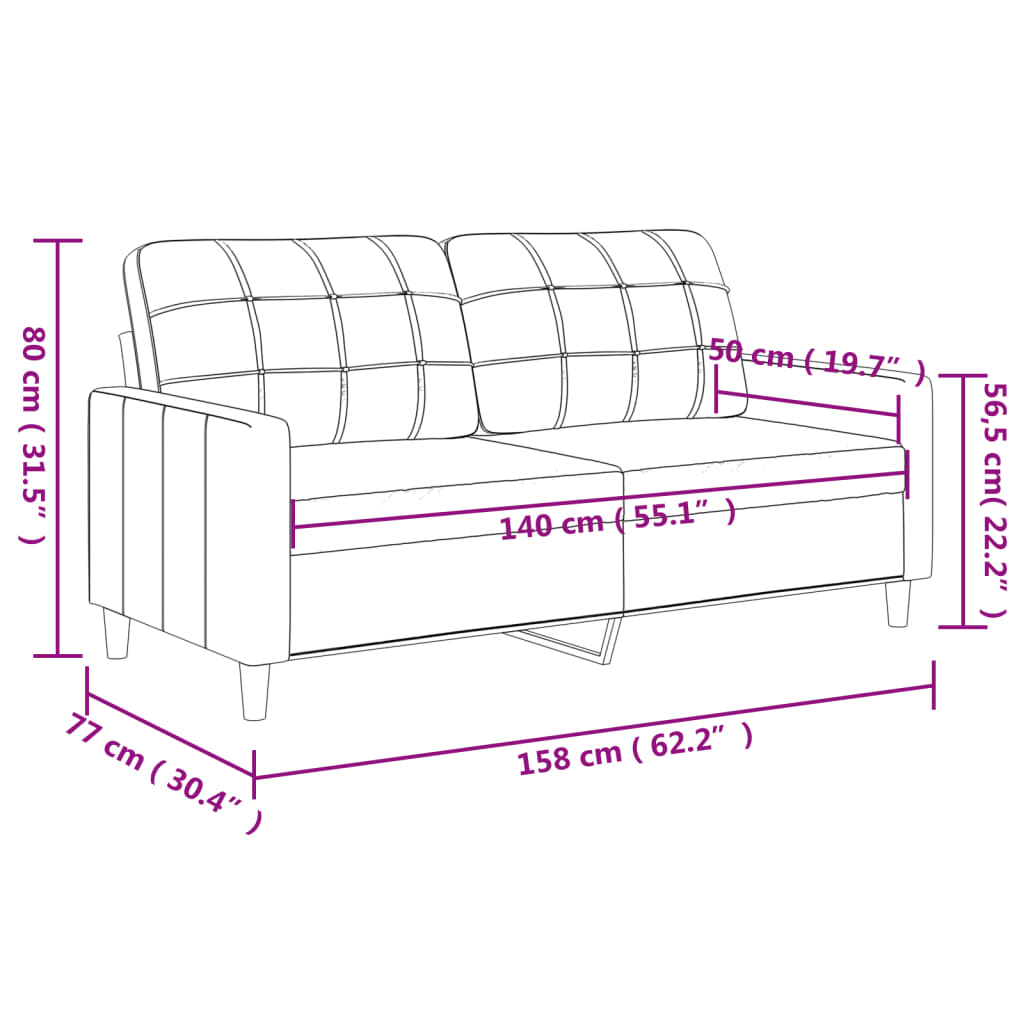 vidaXL 2-Sitzer-Sofa Grau 140 cm Kunstleder