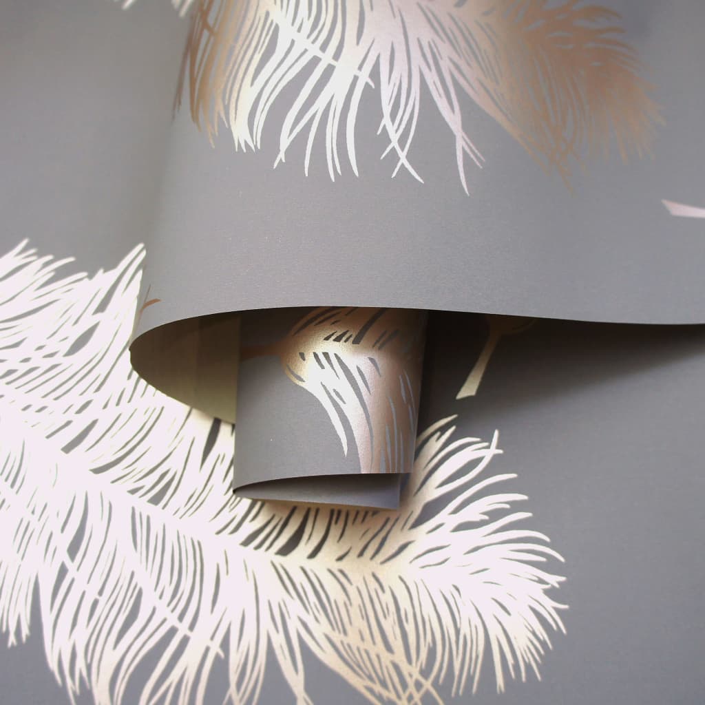 DUTCH WALLCOVERINGS Tapete Fawning Feather Grau und Rotgolden