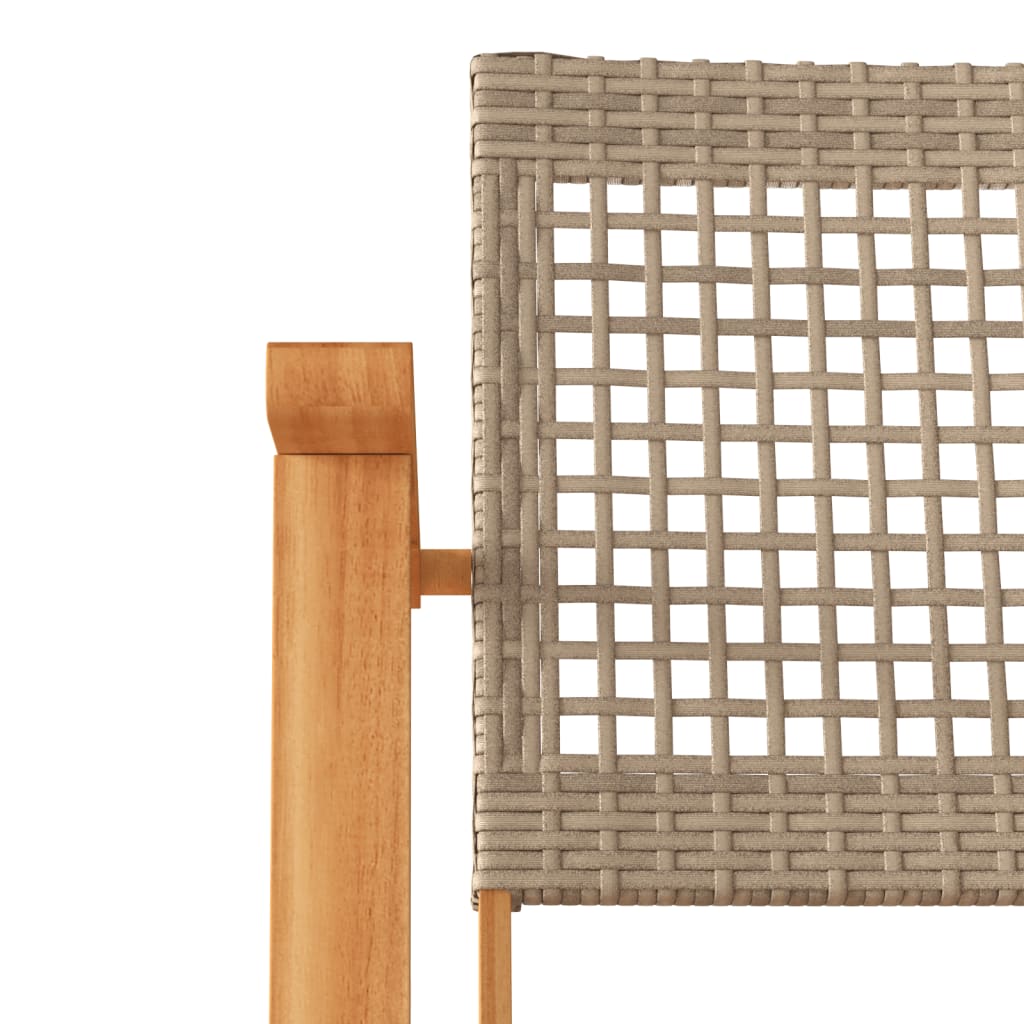 vidaXL Gartenstühle 2 Stk. Beige Poly Rattan und Akazienholz