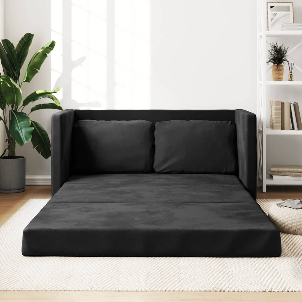 vidaXL Bodensofa mit Schlaffunktion Schwarz 122x204x55 cm Samt