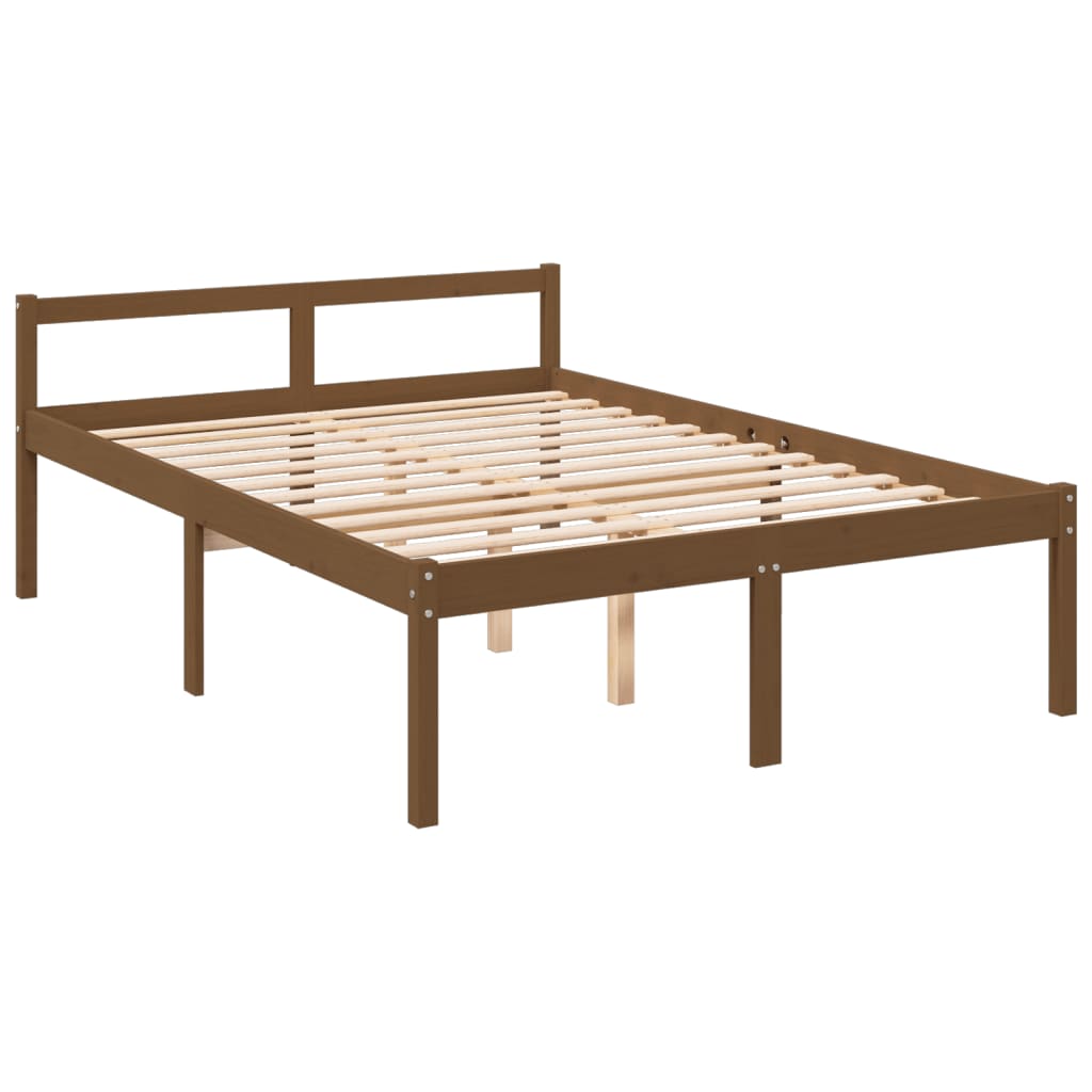 vidaXL Seniorenbett mit Kopfteil 140x200 cm Honigbraun Massivholz