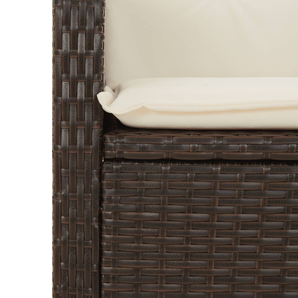 vidaXL 9-tlg. Garten-Essgruppe mit Kissen Braun Poly Rattan