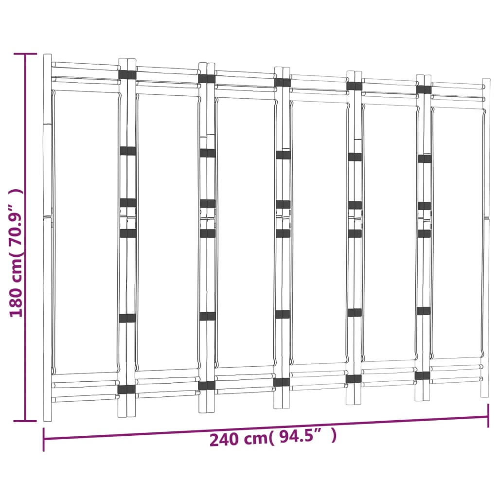 vidaXL 6-tlg. Paravent Faltbar 240 cm Bambus und Canvas