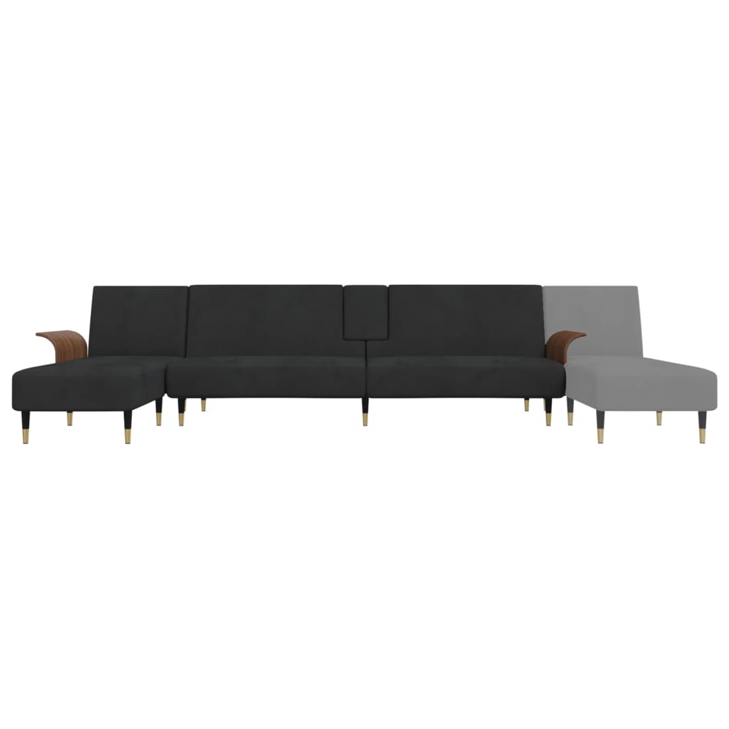 vidaXL Schlafsofa in L-Form Schwarz 279x140x70 cm Samt