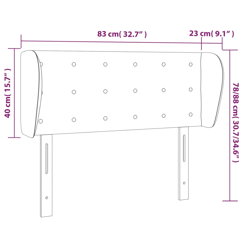 vidaXL Kopfteil mit Ohren Hellgrau 83x23x78/88 cm Stoff