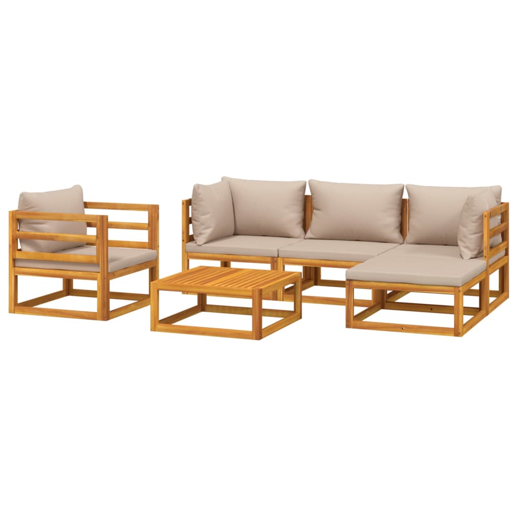 vidaXL 6-tlg. Garten-Lounge-Set mit Taupe Kissen Massivholz