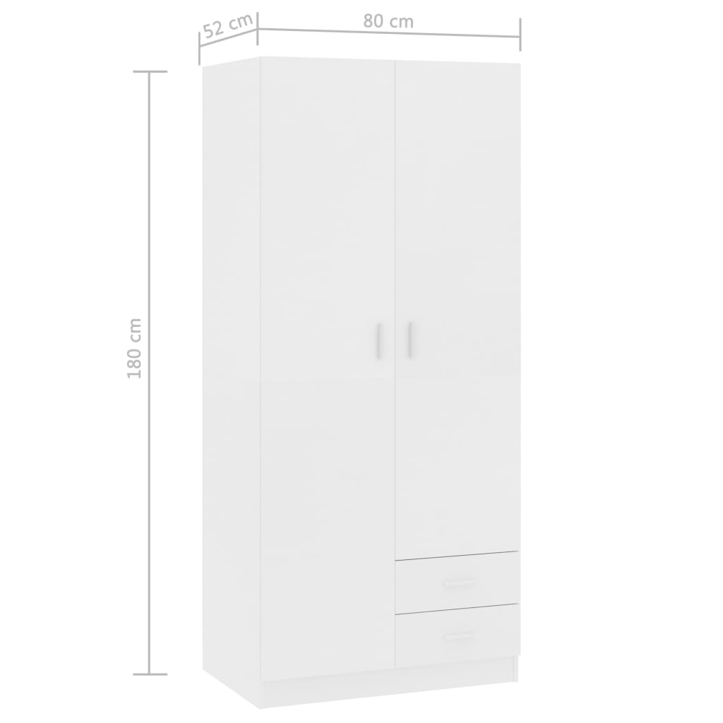 vidaXL Kleiderschrank Weiß 80x52x180 cm Holzwerkstoff