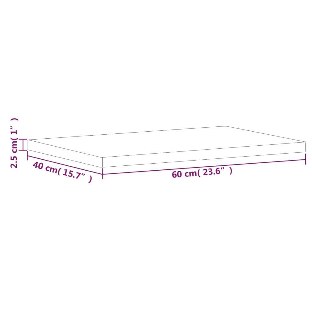 vidaXL Waschtischplatte 60x40x2,5 cm Massivholz Buche