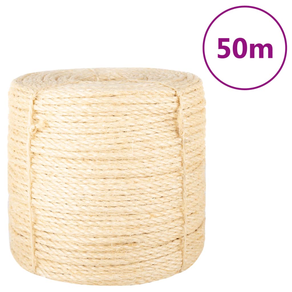 vidaXL Seil 100% Sisal 6 mm 50 m