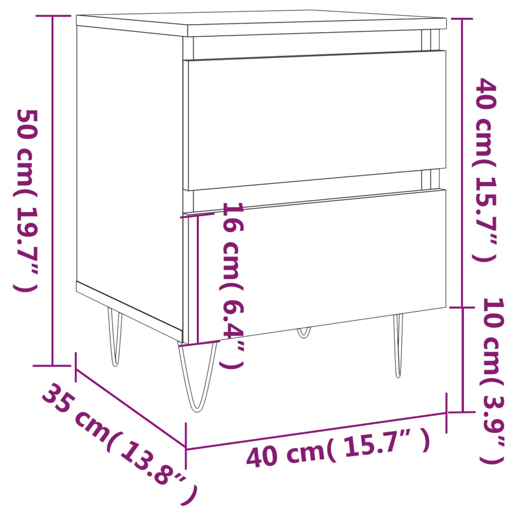 vidaXL Nachttisch Sonoma-Eiche 40x35x50 cm Holzwerkstoff