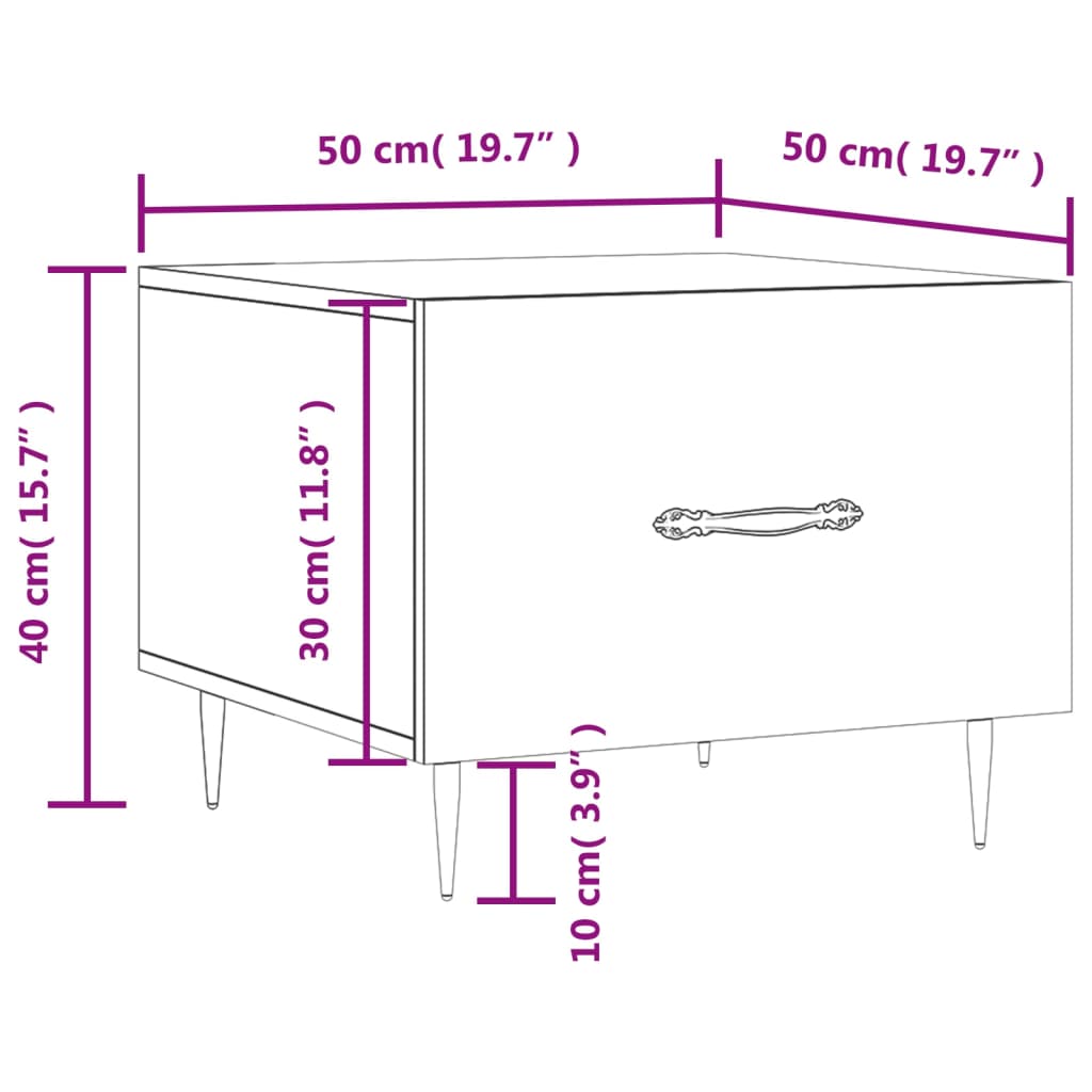 vidaXL Couchtisch Betongrau 50x50x40 cm Holzwerkstoff