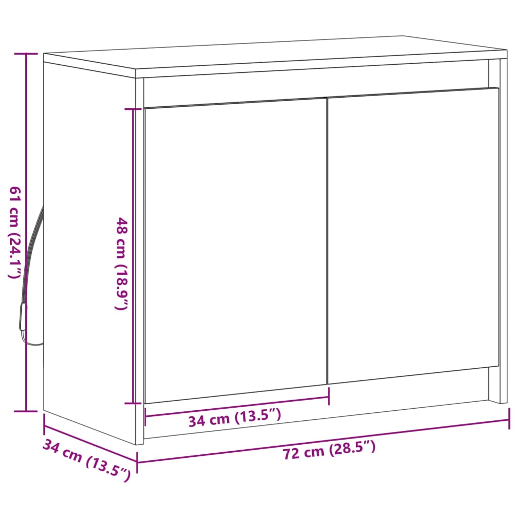 vidaXL LED-Sideboard Sonoma-Eiche 72x34x61 cm Holzwerkstoff