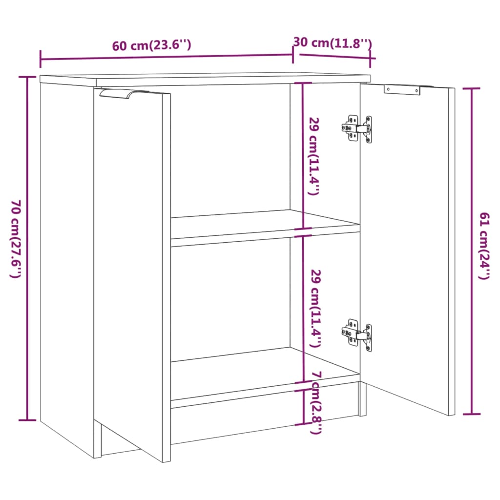 vidaXL Sideboard Braun Eichen-Optik 60x30x70 cm Holzwerkstoff