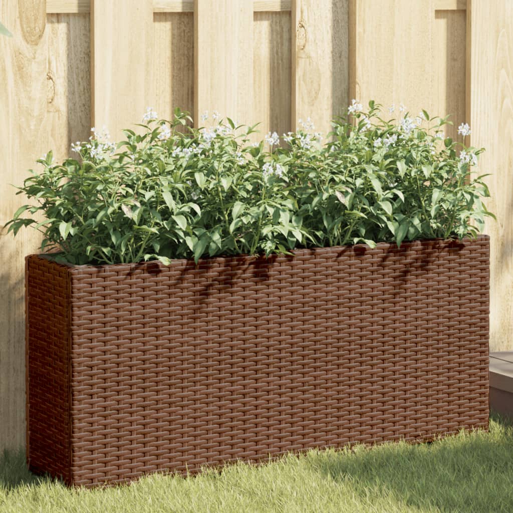 vidaXL Pflanzkübel mit 2 Töpfen 2 Stk. Braun 90x20x40 cm Poly Rattan