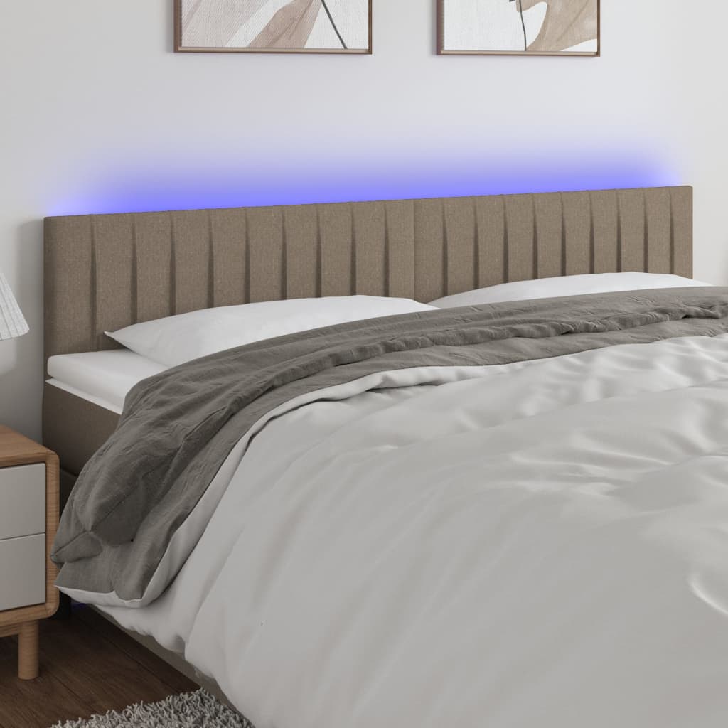 vidaXL LED Kopfteil Taupe 200x5x78/88 cm Stoff