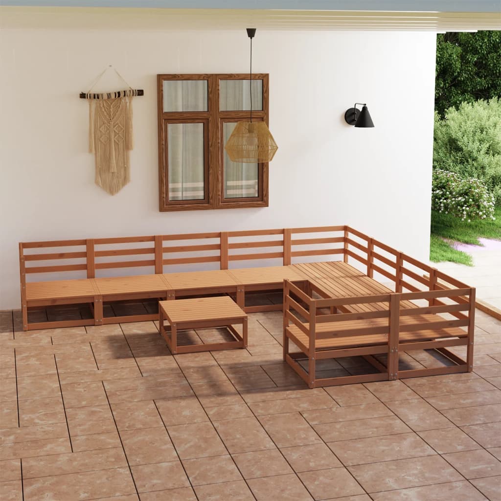 vidaXL 10-tlg. Garten-Lounge-Set Massivholz Kiefer