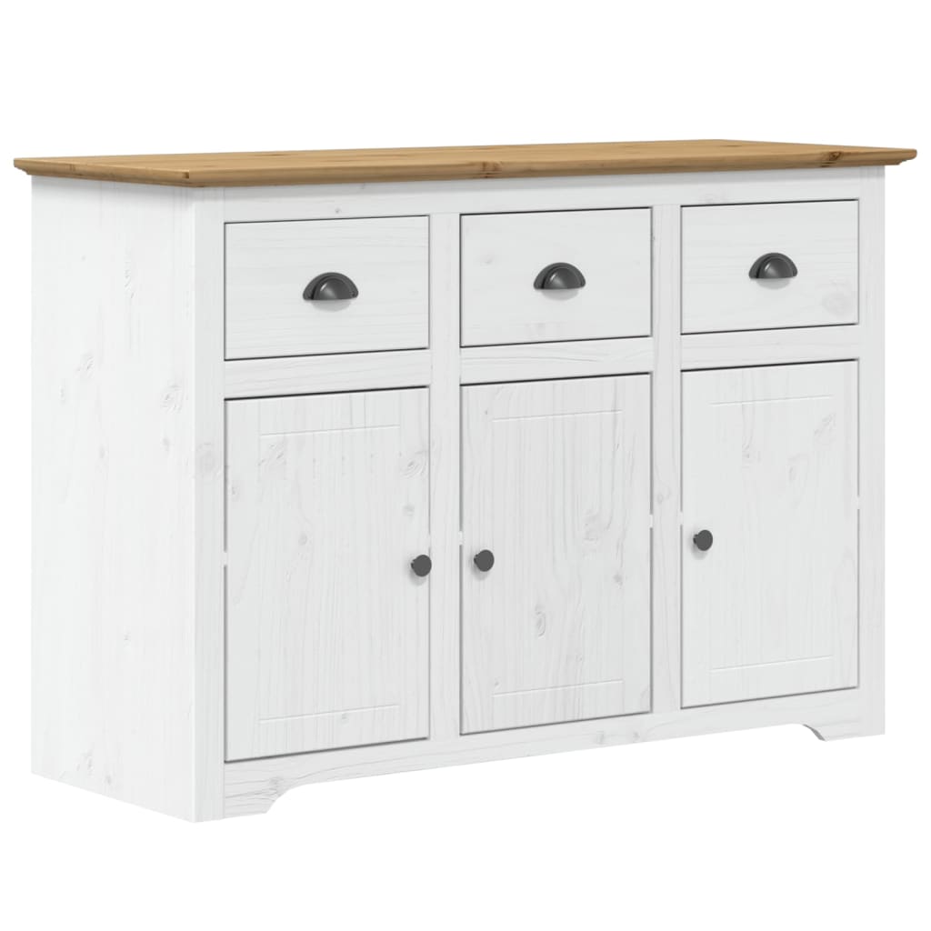 vidaXL Sideboard BODO Weiß und Braun 115,5x44x80 cm Massivholz Kiefer