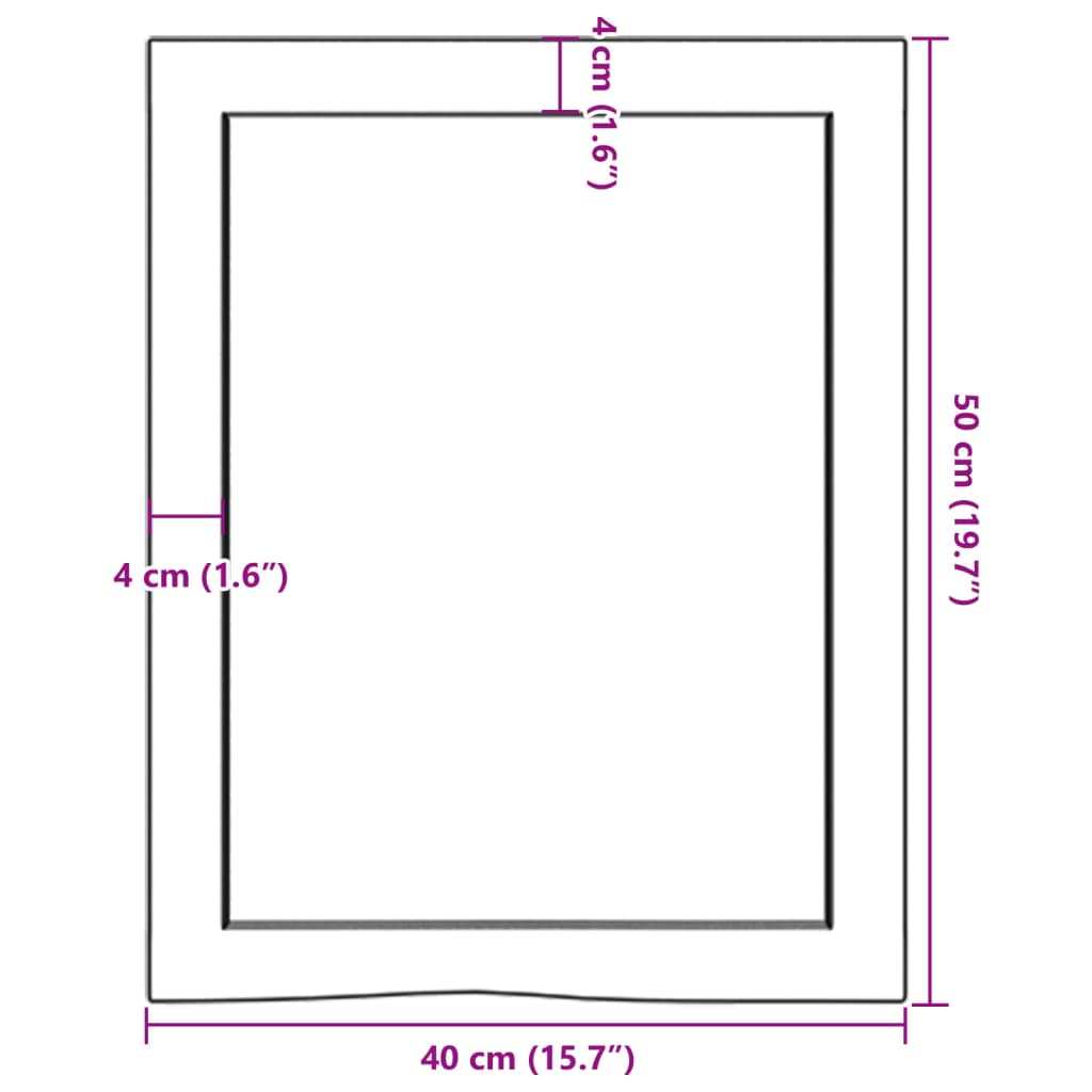 vidaXL Waschtischplatte 40x50x(2-4)cm Massivholz Unbehandelt