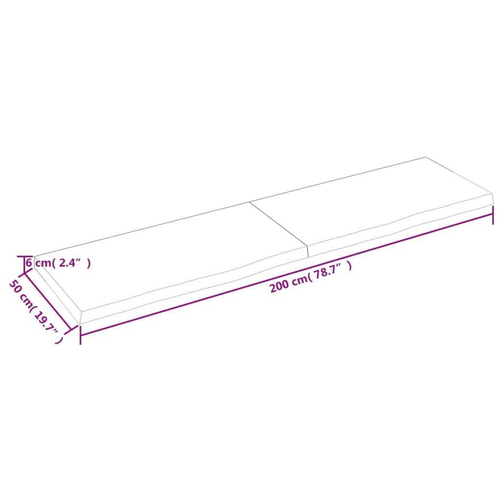 vidaXL Wandregal Dunkelbraun 200x50x(2-6)cm Massivholz Eiche Behandelt