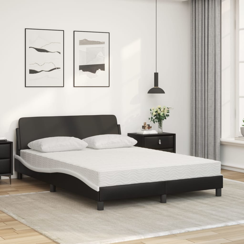 vidaXL Bett mit Matratze Schwarz und Weiß 140x200 cm Kunstleder