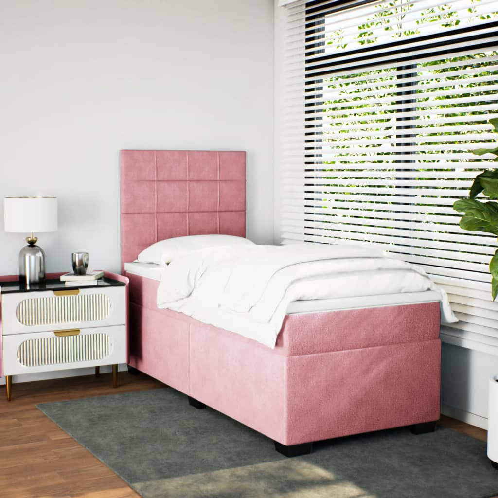 vidaXL Boxspringbett mit Matratze Rosa 80x200 cm Samt