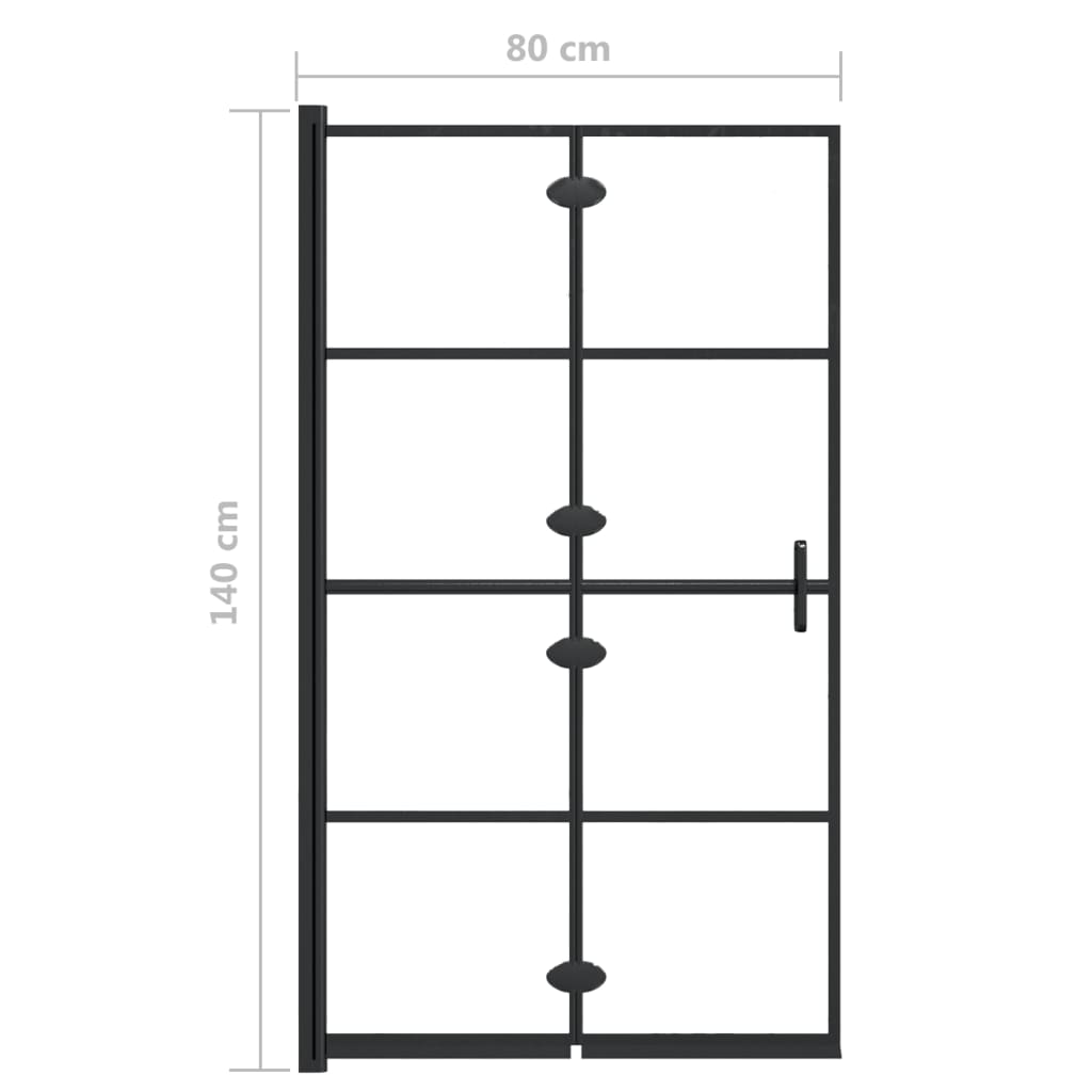 vidaXL Faltbare Duschkabine ESG 80x140 cm Schwarz