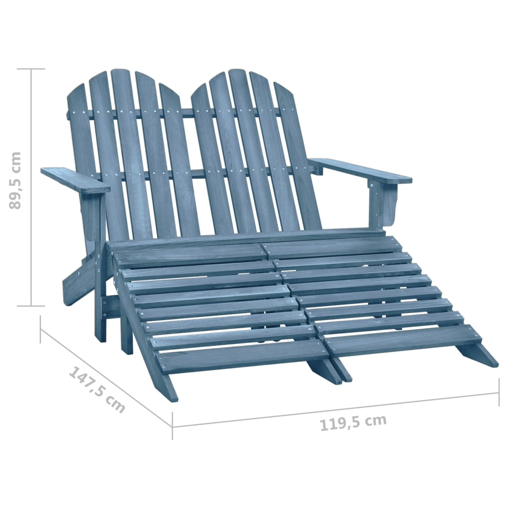 vidaXL Adirondack-Gartenbank 2-Sitzer mit Fußteil Tannenholz Blau