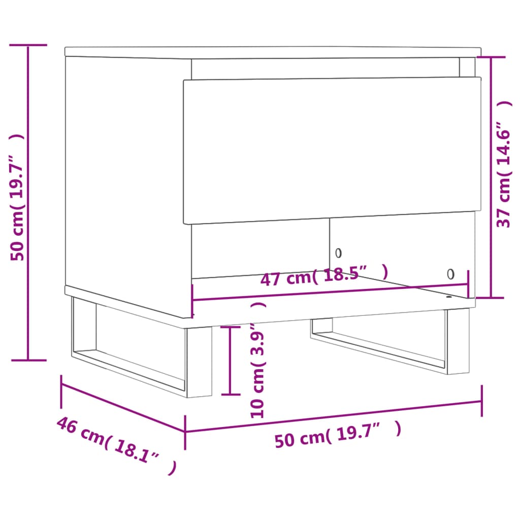 vidaXL Couchtische 2 Stk. Weiß 50x46x50 cm Holzwerkstoff