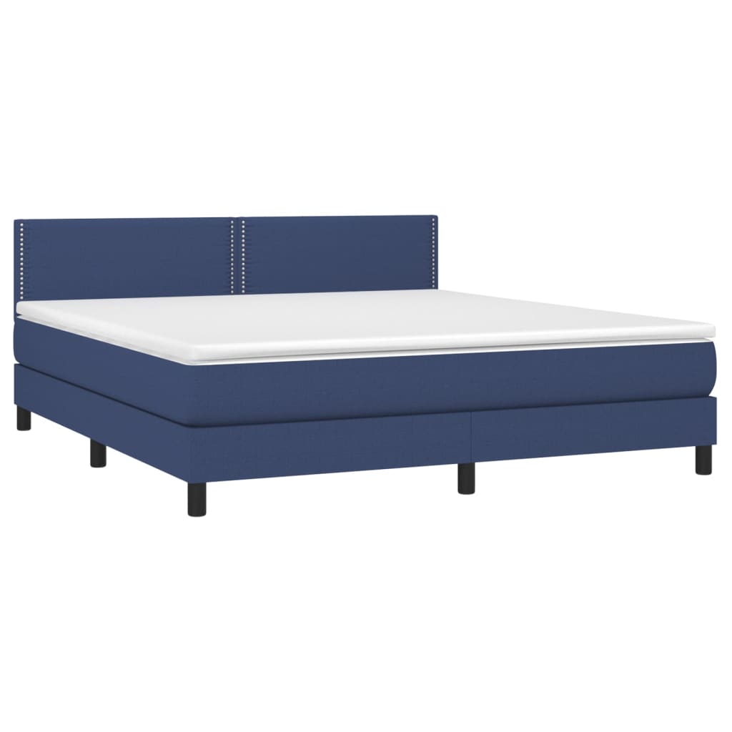 vidaXL Boxspringbett mit Matratze & LED Blau 160x200 cm Stoff