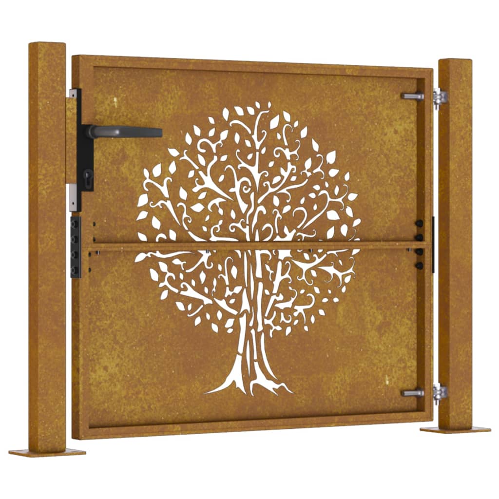 vidaXL Gartentor 105x105 cm Cortenstahl Baum-Design