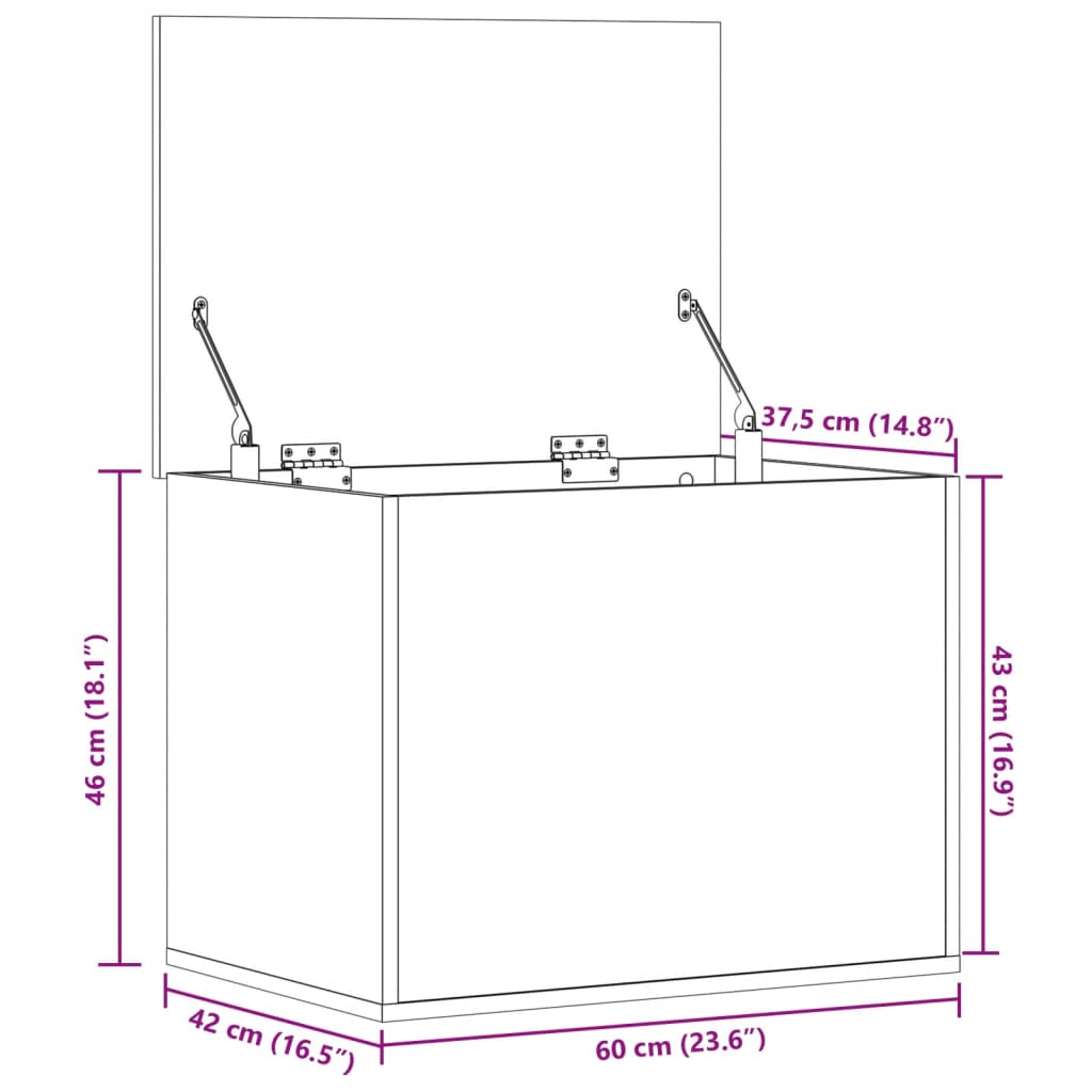 vidaXL Truhe Schwarz 60x42x46 cm Holzwerkstoff