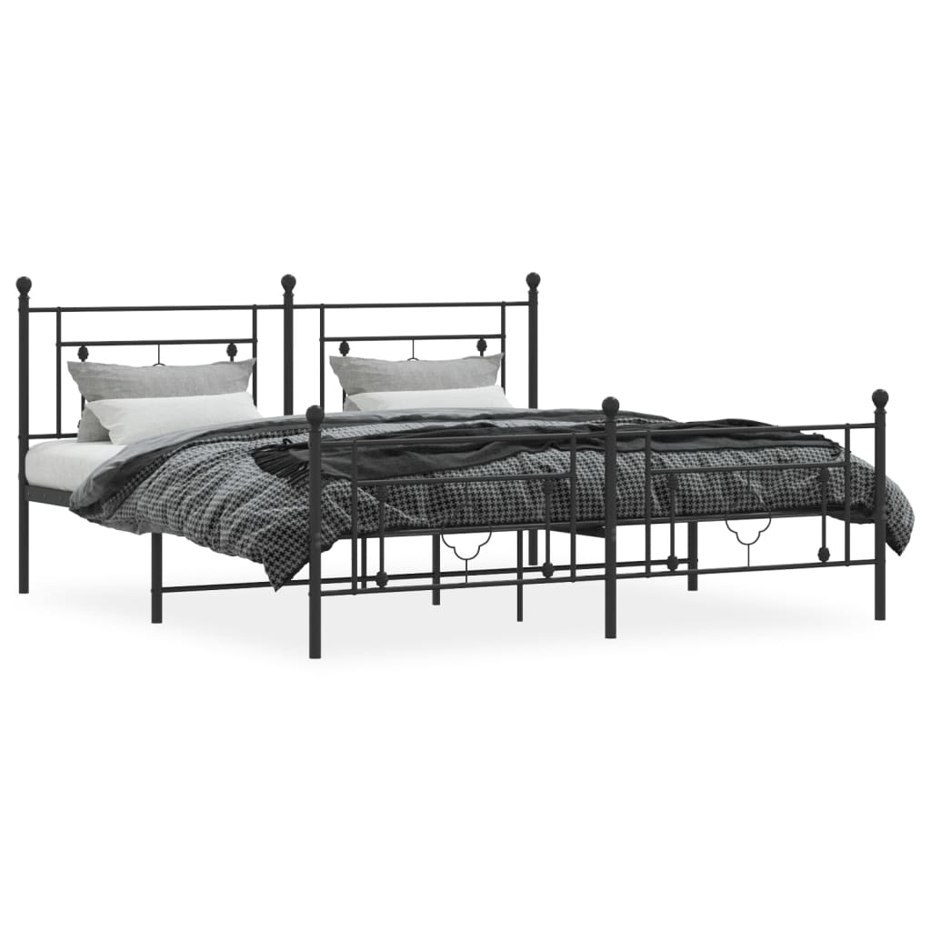 vidaXL Metallbett ohne Matratze mit Fußteil Schwarz 180x200 cm